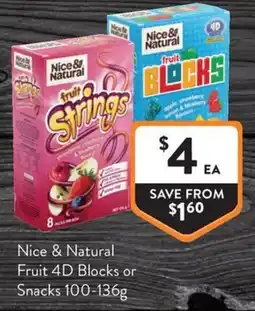 Foodworks Nice & Natural Fruit 4D Blocks or Snacks offer