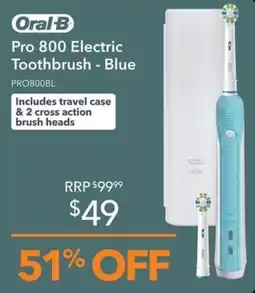 Shaver Shop Oral B Pro 800 Electric Toothbrush - Blue offer