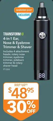Shaver Shop Transform-U 4-in-1 Ear, Nose & Eyebrow Trimmer & Shaver offer