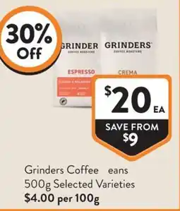 Foodworks Grinders Coffee beans offer