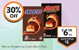 Foodworks Mars or Snickers Ice Cream Bars 5 Pack offer