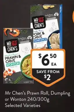 Foodworks Mr Chen's Prawn Roll, Dumpling or Wonton offer