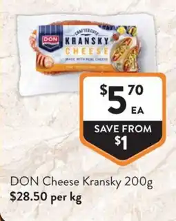 Foodworks DON Cheese Kransky offer