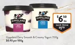 Foodworks Gippsland Dairy Smooth & Creamy Yogurt offer