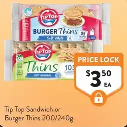 Foodworks Tip Top Sandwich or Burger Thins offer