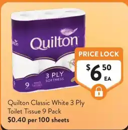 Foodworks Quilton Classic White 3 Ply Toilet Tissue offer