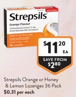 Foodworks Strepsils Orange or Honey & Lemon Lozenges offer