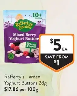 Foodworks Rafferty's Garden Mixed Berry Yoghurt Buttons offer