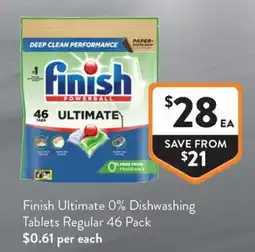 Foodworks Finish Ultimate 0% Dishwashing Tablets Regular offer