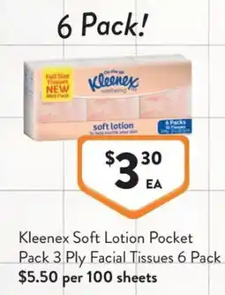 Foodworks Kleenex Soft Lotion Pocket Pack offer