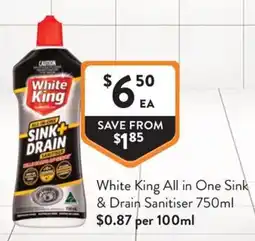 Foodworks White King All in One Sink & Drain Sanitiser offer