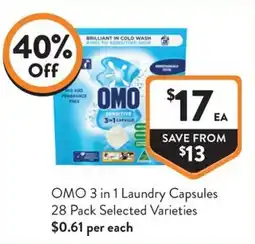 Foodworks OMO 3 in 1 Laundry Capsules offer