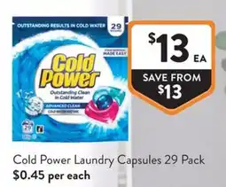 Foodworks Cold Power Laundry Capsules offer