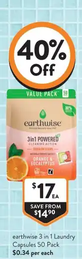 Foodworks earthwise 3 in 1 Laundry Capsules offer