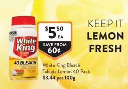 Foodworks White King Bleach Tablets Lemon offer