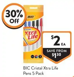 Foodworks BIC Cristal Xtra Life Pens 5 Pack offer