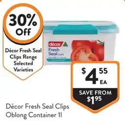 Foodworks Décor Fresh Seal Clips Oblong Container offer