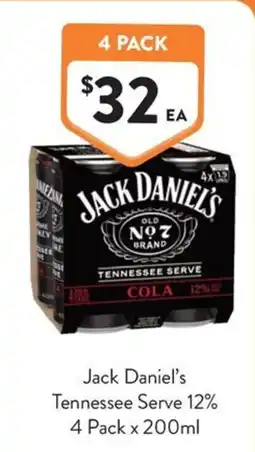 Foodworks Jack Daniel's Tennessee Serve Cola offer