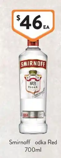 Foodworks Smirnoff vodka Red offer