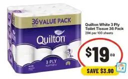 IGA Quilton White 3 Ply Toilet Tissue offer