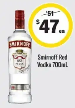 Liquorland Smirnoff Red Vodka offer