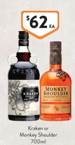 Foodworks Kraken or Monkey Shoulder offer