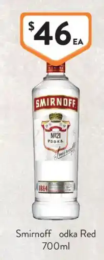 Foodworks Smirnoff vodka Red offer