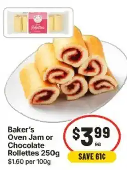 IGA Baker's Oven Jam or Chocolate Rollettes offer