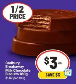 IGA Cadbury Breakaway Milk Chocolate Biscuits offer