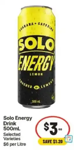 IGA Solo Energy Drink offer