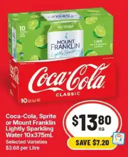 IGA Coca-Cola, Sprite or Mount Franklin Lightly Sparkling Water offer