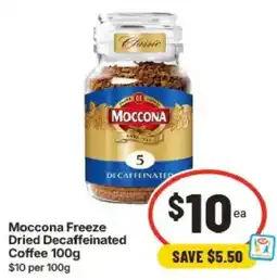 IGA Moccona Freeze Dried Decaffeinated Coffee offer