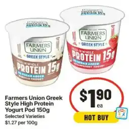 IGA Farmers Union Greek Style High Protein Yogurt Pod offer