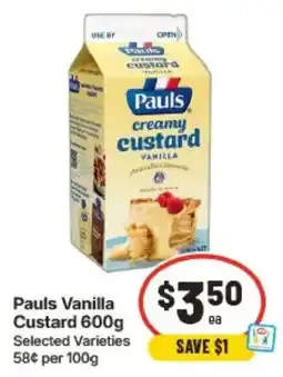 IGA Pauls Vanilla Custard offer