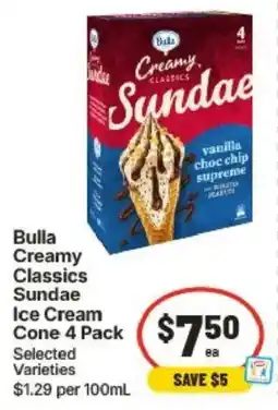IGA Bulla Creamy Classics Sundae Ice Cream Cone offer