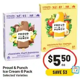 IGA Proud & Punch Ice Cream 6 Pack Selected Varieties offer