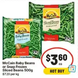 IGA McCain Baby Beans or Snap Frozen Sliced Beans offer