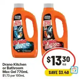 IGA Drano Kitchen or Bathroom Max Gel offer