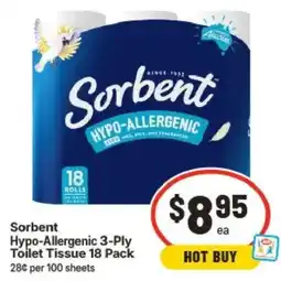 IGA Sorbent Hypo-Allergenic 3-Ply Toilet Tissue offer