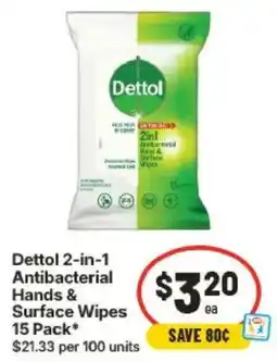 IGA Dettol 2-in-1 Antibacterial Hands & Surface Wipes offer