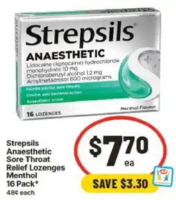 IGA Strepsils Anaesthetic Sore Throat Relief Lozenges offer