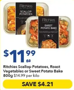Ritchies Ritchies Scallop Potatoes, Roast Vegetables or Sweet Potato Bake offer