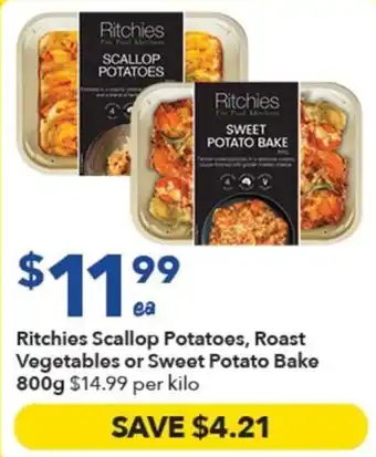 Ritchies Scallop Potatoes, Roast Vegetables or Sweet Potato Bake