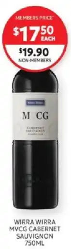 Harry Brown Wirra Wirra MVCG Cabernet Sauvignon offer