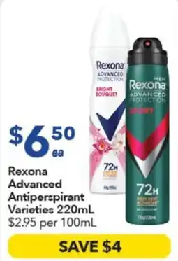 Ritchies Rexona Advanced Antiperspirant Varieties offer
