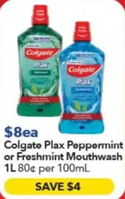 Ritchies Colgate Plax Peppermint or Freshmint Mouthwash offer