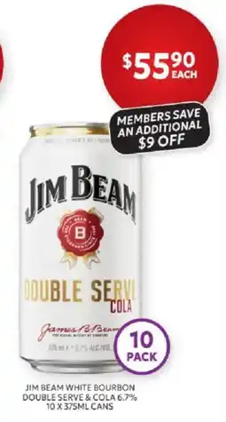 Harry Brown Jim Beam White Bourbon Double Serve & Cola offer