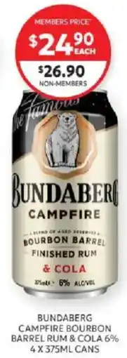 Harry Brown Bundaberg Campfire Bourbon Barrel Rum & Cola offer