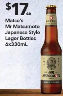 Ritchies Matso's Mr Matsumoto Japanese Style Lager Bottles offer