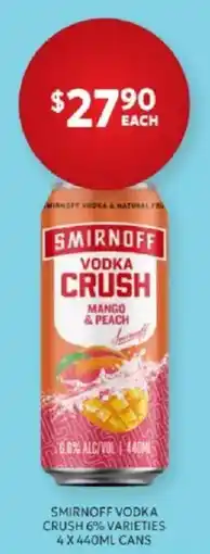 Harry Brown Smirnoff Vodka Crush Mango & Peach offer